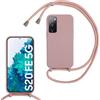 FERLAN Custodia per Samsung Galaxy S20 FE Cover con Cordino,Rosa Oro | Custodia con Laccio Collana Tracolla Regolabile Sottile Silicone Morbido TPU Bumper Antiurto AntiGraffio Protettiva Case