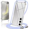 Coiwxmoi Cover per Samsung Galaxy S24 5G con Cordino 6,2,Trasparente Custodia con Laccio Tracolla Corda Catena Cinghia,Ultra Morbido Silicone TPU Antiurto Case per Samsung S24 5G, Viola