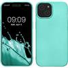 kwmobile Custodia Compatibile con Apple iPhone 15 Cover - Back Case Morbida - Protezione in Silicone TPU Effetto Metallizzato turchese metallico
