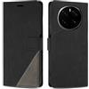 SONWO Cover per Honor Magic7 PRO 5G, Flip Custodia in PU Pelle, Cover a Libro Portafoglio con Slot per Schede e Supporto Stand per Honor Magic7 PRO 5G, Nero