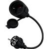 HuaLiSiJi Cavo di Prolunga Schuko 16A 250V Prolunga Schuko Impermeabile con Contatto di Protezione Cavo prolunga IP44 per Esterno o Interno, Casa, Ufficio (Nero, 0.3 m)