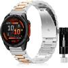 SeNool QuickFit 26mm Cinturino per Garmin Fenix 9/9 Pro/Solar/8/8 Pro(51mm) | per Garmin Fenix 7X Pro/7X/6X Pro/6X/Quatix 8/Tactix 8 (51mm), Elegante Inossidabile Metallo Cinturini, Argento/Oro Rosa