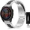 SeNool QuickFit 22mm Cinturino per Garmin Fenix 9/9 Pro/Solar/8/8 Pro(47mm) | per Garmin Fenix E 47mm/7 Pro/7/6 Pro/6/5/Quatix 8 47mm/Descent G2, Elegante Inossidabile Metallo Cinturini, Nero/Argento