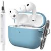 Seltureone Custodia per AirPods Pro 3 (2025) con Portachiavi e Kit di Pulizia, [LED Frontale Visibile] Cover Morbida in Silicone Antiurto, Supporto Ricarica Wireless per AirPods Pro 3 Cover - Azzurro