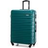 WITTCHEN Valigia da viaggio grande trolley check-in guscio rigido ABS 4 ruote piroettanti chiusura a combinazione maniglia telescopica Groove Line verde Ryanair/ITA Airways/easyJet/Wizz Air