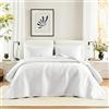 Comfort Spaces Trapunta per letto king size, per tutte le stagioni, copriletto bianco con cuciture double-face, morbida coperta estiva abbinata con federe abbinate, collezione Kienna, 304,8 x 299,7 cm