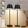 HOTUT 2 Pezzi Lampada da Tavolo LED Senza Fili Ricaricabile, Dimmerabile, Lampada da Tavolo a LED, Portatile Lampada da Scrivania, Interni/Esterni Lampada da Tavolo con Base di Ricarica a Contatto