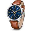 BUREI Orologi da uomo cronografo giapponese al quarzo impermeabile orologio da polso uomo cinturino in pelle business casual sport data orologio per uomini