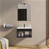 DEGHI Mobile bagno sospeso 60 cm nero opaco con lavabo integrato e specchio - Axis