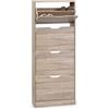 DEGHI Scarpiera salvaspazio 60x155h cm in legno effetto rovere naturale con 4 ante - Bouderie