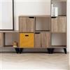 DEGHI Libreria bassa 68x80h cm in legno effetto rovere naturale con 2 ante e gambe nero - Bouderie