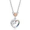 Qings Collana per Ragazze, Collane con Ciondolo Argento Unicorno per Bambina Cuore Pietra Portafortuna Regali Gioielli, Natale Ringraziamento Regalo di Compleanno Figlia Nipote Sorella Bimba