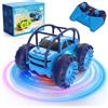 MaxTronic Macchina Telecomandata a Ricarica Diretta con Luci LED, Stunt Anfibio Impermeabile 360° Flip, 4WD Velocità 15 km/h, Auto Radiocomandata 2.4G Regalo per Bambini Bambine 3-12 Anni