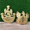 Set 2 distintivi tedeschi Pickelhaube ottone Prussia Happen elmetto prussiano...