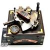 J. Scott London-Brass Ship Sextant Astrolabe Ship's Instruments with Wooden Box