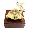 Antica bussola meridiana con scatola in legno finitura ottone lucido regalo n...