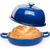 nuovva Casseruola in Ghisa Smaltata con Coperchio - Forno Olandese per Pane e Lievitati - Pentola in Ghisa per Cottura del Pane - Blu Scuro, 5.68 Litri, 22cm - by Nuovva