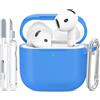 TNSNK Custodia per AirPods 4 (2024), custodia protettiva in morbido silicone, con kit di pulizia e portachiavi, [supporta la ricarica wireless] (per custodia AirPods 4, C12-Cream Blue)