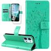 Dcjlbo Cover per Xiaomi Redmi 15C 4G/5G Custodia Antiurto-Verde | Portafoglio con Pellicola Vetro Temperato Porta Carte Disegni Supporto,Leggera a Libro Pelle Flip,Antiscivolo Libretto Case