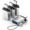 MOGOOD Adattatore USB C a USB Adattatore USB C a USB C Maschio a USB 3.0 Femmina(4 Pack, Argento) Convertitore compatibile con computer portatili,caricabatterie,gamepad,e altri dispositivi con Tipo-C