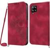 Netany Cover per Samsung Galaxy A22 4G/M22/M32 4G con Cordino, Flip Portafoglio Magnetica Custodia in Pelle, [2 Porta Carte][Chiusura Magnetica],Custodia Libro Antiurto Cover con Laccio (Rosso)