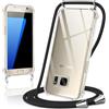 Coiwxmoi Cover per Samsung Galaxy S7 con Cordino 5,1,Trasparente Custodia con Laccio Tracolla Corda Catena Cinghia,Ultra Morbido Silicone TPU Antiurto Case per Samsung S7, Nero