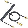 MAMBASNAKE C02 Cavo a Spirale Tastiera, Cavo USB C Spirale per Tastiera Meccanica, Cavo da Type-C a USB-A per Tastiera da Gioco, TPU Coiled Cable USB C con Connettore Aviazione Oro Staccabile-Grigio