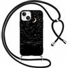 Foonary Cover con Cordino per Apple iPhone 15 6,1, Custodia con Laccio Collana Tracolla Aesthetic Disegni Morbido Antiurto TPU Necklace Regolabile Protettiva Corda Case per iPhone 15, Luna