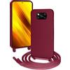 FERLAN Custodia per Xiaomi Poco X3 NFC Cover con Cordino,Rosso Silicone Antiurto TPU Morbido Case Corda Collana Necklace Regolabile Stylish con Catena Ultra Sottile Cover per Xiaomi Poco X3 NFC,Rosso