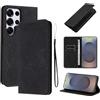 LSPCASA Protettiva Case Per Samsung Galaxy S25 Ultra 5G Pollici Pelle Artificiale Cover S25 Ultra/SM-S938B/DS Con Slot Per Schede Cover Funzione Supporto Custodia, Nero