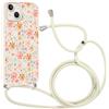 Coalbooliy Custodia con Cordino per iPhone 13 6,1 Cover del Modello Fiore Bianco con Laccio Collana Morbido TPU Bumper Silicone Antiurto Protettivo Case Regolabile Cellulare Girocollo, 06
