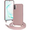 FERLAN Custodia per Samsung Note 10 Plus Cover con Cordino,Silicone Antiurto TPU Morbido Case Corda Collana Necklace Regolabile Stylish con Catena Ultra Sottile Cover per Galaxy Note 10 Plus,Rosa sabbia