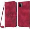 Netany Cover per Samsung Galaxy A22 5G con Cordino, Flip Portafoglio Custodia in Pelle, [2 Porta Carte][Chiusura Magnetica],Custodia Libro Antiurto Cover con Laccio per Samsung A22 5G (Rosso)