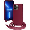 FERLAN Custodia per iPhone 13 Pro Max Cover con Cordino,Rosso Silicone Antiurto TPU Morbido Case Corda Collana Necklace Regolabile Stylish con Catena Ultra Sottile Cover per iPhone 13 Pro Max,Rosso