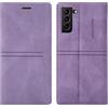 OKZone Cover per Samsung Galaxy S21, Cover a Libro Samsung S21, Custodia in Pelle Samsung S21 Magnetica [Portafoglio] Custodia Silicone TPU Antiurto,Funzione Supporto Slot Schede (Viola)