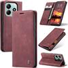 Azororo Cover per Redmi Note 14 5G, Premium PU Pelle Custodia, Magnetica Carta Fessura Portafoglio Case, Flip Cavalletto Custodia per Redmi Note 14 5G - Vino Rosso