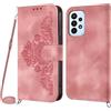 Netany Cover per Samsung Galaxy A52 4G/5G/ A52S 5G con Cordino, Flip Portafoglio Magnetica Custodia in Pelle, [2 Porta Carte][Chiusura Magnetica],Custodia Libro Antiurto Cover con Laccio (Rosa)