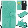 Fatcatparadise Cover per Samsung Galaxy A6 2018, Custodia Samsung A6 2018, Custodia Portafoglio a Libro in Pelle Flip Cover e TPU Silicone con Funzione Supporto Chiusura Magnetica (Verde)