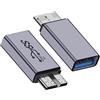 xiwai Adattatore da micro USB 3.0 maschio a USB-C USB 3.1 tipo A femmina, convertitore di alimentazione dati da 10 Gbps, per computer portatile, PC, SSD Disk