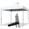 COSTWAY Gazebo Pieghevole da Giardino 3 x 3 m, Gazebo da Esterno con Design Pop Up, Borsa a Ruote, 3 Altezza Regolabile, Ideale per Feste, Giardino e Spiaggia(Bianco)