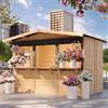 TIMBELA Capanno in Legno, Capanno Espositore in Legno, Chiosco in legno da giardino per bar, 263 x 336 cm / 6 m² Stand di vendita con bancone, Multifunzione cabina da giardino TIMBELA M150AZ