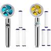 Oiieco 2 soffione doccia a elica girevole a 360° con 6 filtri, soffione doccia a risparmio d'acqua per aumentare la pressione (oro + blu)