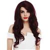 WIG ME UP - LO1703-MF-2SP118 Parrucca Donna Lace front Monofilamento parziale Lunga ondulata Riccia Riga Bruno cupo Rosso Mèches