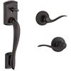 Kwikset Avalon Front Door Handle No Lock, Entry Handleset Exterior with Interior Reversible Handed Lever, Non-Locking, Venetian Bronze, Deadbolt Not Included, with Microban Protection