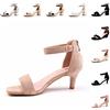 Hitmars Sandali Donna Eleganti con Tacco Medio Sandalo Gattino Estive Cerimonia Scarpe Stiletto Punta Aperta 6CM Cinturino alla Caviglia 3 Beige Taglia 40