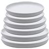 SAROSORA Set di 6 sottovasi rotondi in plastica, per interni ed esterni, casa, giardino, contenitore per piante da fiori (23 + 26 + 29), 2 pezzi, bianco-grigio