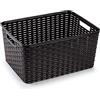 Acan Tradineur - Cestino Rattan n. 5 - Realizzato in plastica - Stoccaggio di vestiti, prodotti per la pulizia - Capacità 18 L - 19 x 38,5 x 28,5 cm - colore wengè