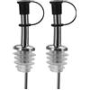 Westmark 2 Beccucci per Bottiglie di Liquori e Olio, con Tappo ad Anello, Metallo/Acciaio Inossidabile/Plastica, Tappi in Silicone, Inox Standard, Argento/Nero/Trasparente, 45332280