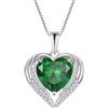 YL Collana Cuore Ali d'angelo in argento 925 con Pera Ciondolo da Donna con pietra portafortuna Smeraldo