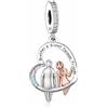Mon & Sons Ciondolo a forma di cuore Brother & Sister Forever Friends Love You, in argento Sterling 925, con scritta Big Little Older Younger, compatibile con braccialetti Pandora